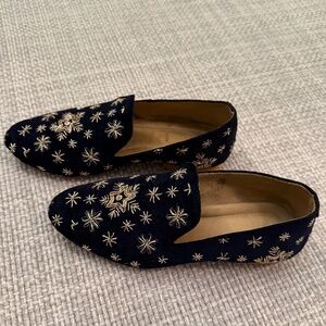 Custom made Navy and Gold Loafers from Jaipur, Size 37